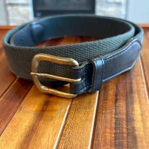 Surrey Olive Canvas & Black Genuine Leather Dress Belt - Made in USA